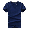 Men V Neck Cotton Short Sleeve T-Shirts
