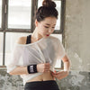 Women Yoga Shirt Hollow Out Mesh Blouse Crop Tops Sports Running Tshirt Breathable Fitness Tops Gym Clothing for Women