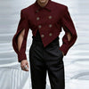 Burgundy Double Breasted Cut Out Sleeve Cropped Blazer