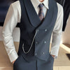 Men's Yarn-dyed High Double-breasted Shawl Collar Vest