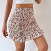 Printed Waist-cinching Ruched Figure-hugging Womens Summer Short Skirt