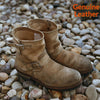 Retro Distressed Leather-buckle Short-shaft Engineer Boots