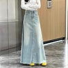 High-waisted Washed Denim Skirt That Flatters The Figure And Hides The Tummy