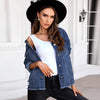 Denim Tops For Women Leisure Washed-out Distressed