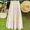 French Country Style Soft Petite Floral Print Draped Midi Skirt
