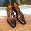 Men's Fashion Distressed Square-Toe Leather Shoes With Wood Grain Pattern