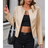 Casual Long-sleeve Solid Color Jacket Motorcycle Leather Coat Tops For Women Outwear