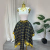 High-waisted Plaid A-line Skirt With Tie Detailing And An Asymmetric